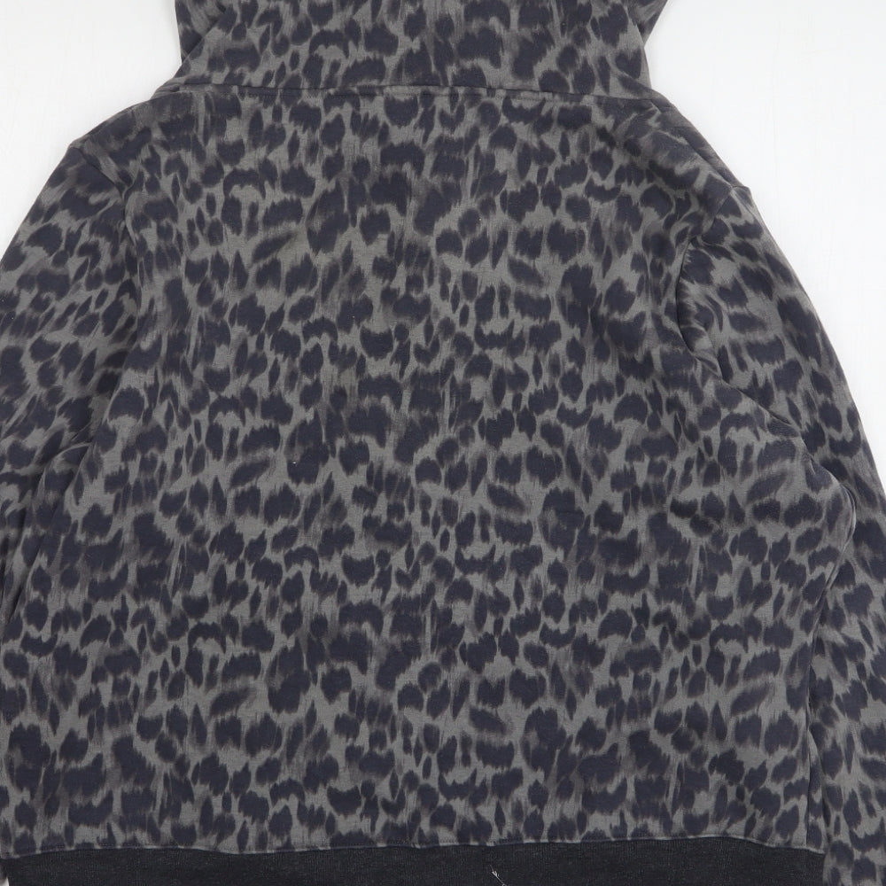 Marks and Spencer Womens Grey Animal Print Cotton Full Zip Sweatshirt Size 22
