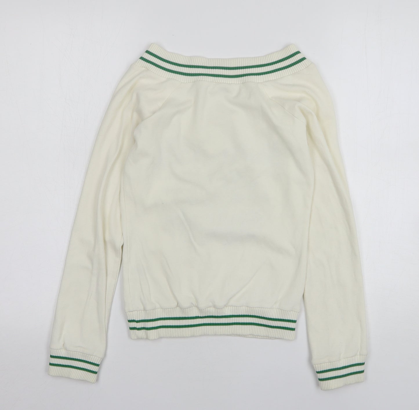 New Look Womens White V-Neck Cotton Pullover Jumper Size 8