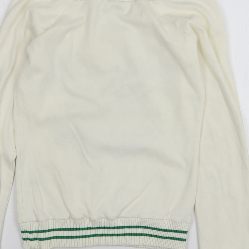 New Look Womens White V-Neck Cotton Pullover Jumper Size 8