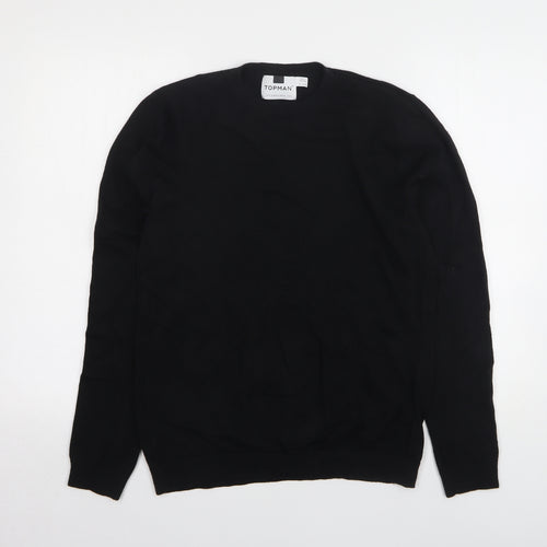 Topman Womens Black Round Neck Cotton Pullover Jumper Size S