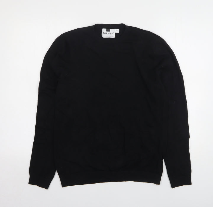 Topman Womens Black Round Neck Cotton Pullover Jumper Size S