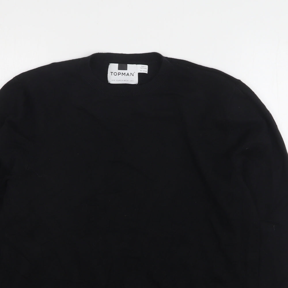 Topman Womens Black Round Neck Cotton Pullover Jumper Size S