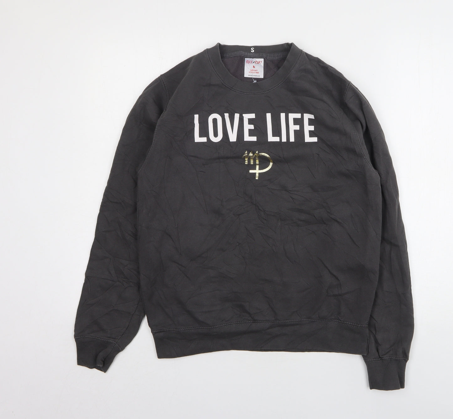 Rock on Ruby Womens Grey Cotton Pullover Sweatshirt Size S - Love Life