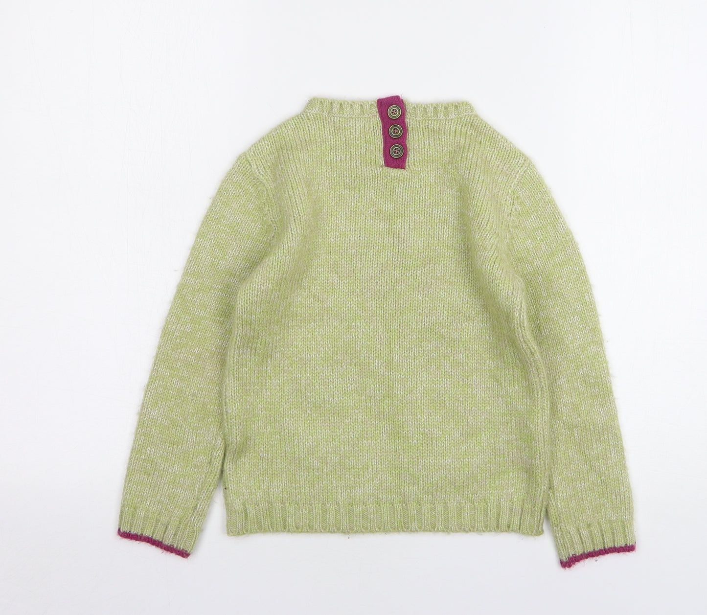 Marks and Spencer Girls Green Round Neck Acrylic Pullover Jumper Size 5-6 Years - Love