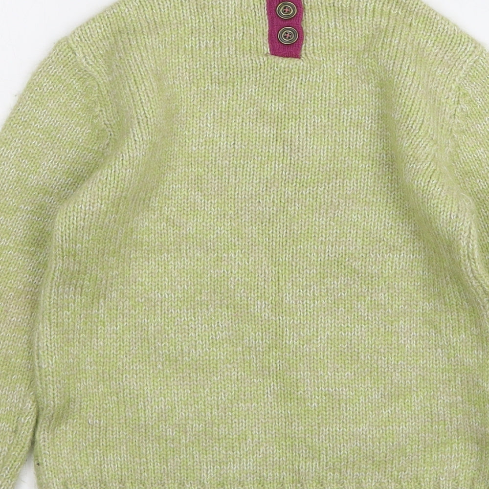 Marks and Spencer Girls Green Round Neck Acrylic Pullover Jumper Size 5-6 Years - Love