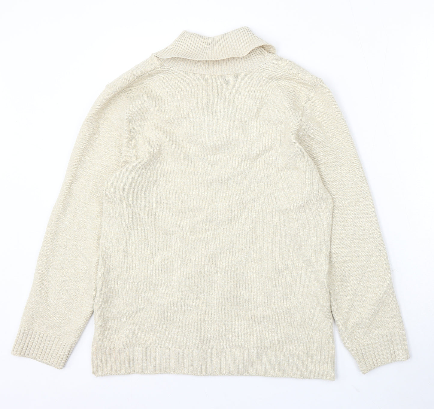 Leta Stretch Womens Beige Roll Neck Acrylic Pullover Jumper Size M