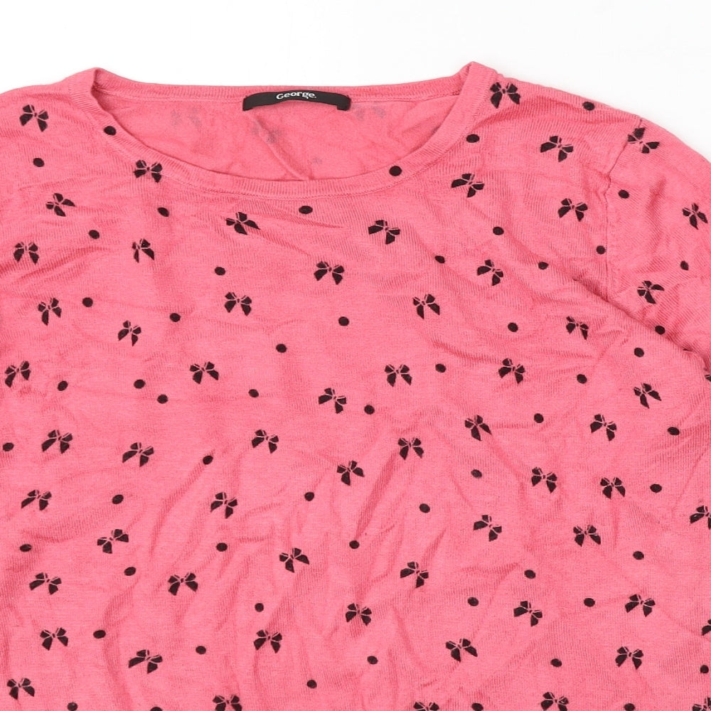 George Womens Pink Round Neck Geometric Viscose Pullover Jumper Size 16