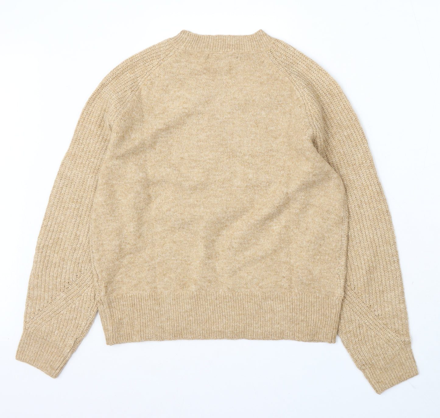 Marks and Spencer Womens Beige Round Neck Acrylic Pullover Jumper Size S