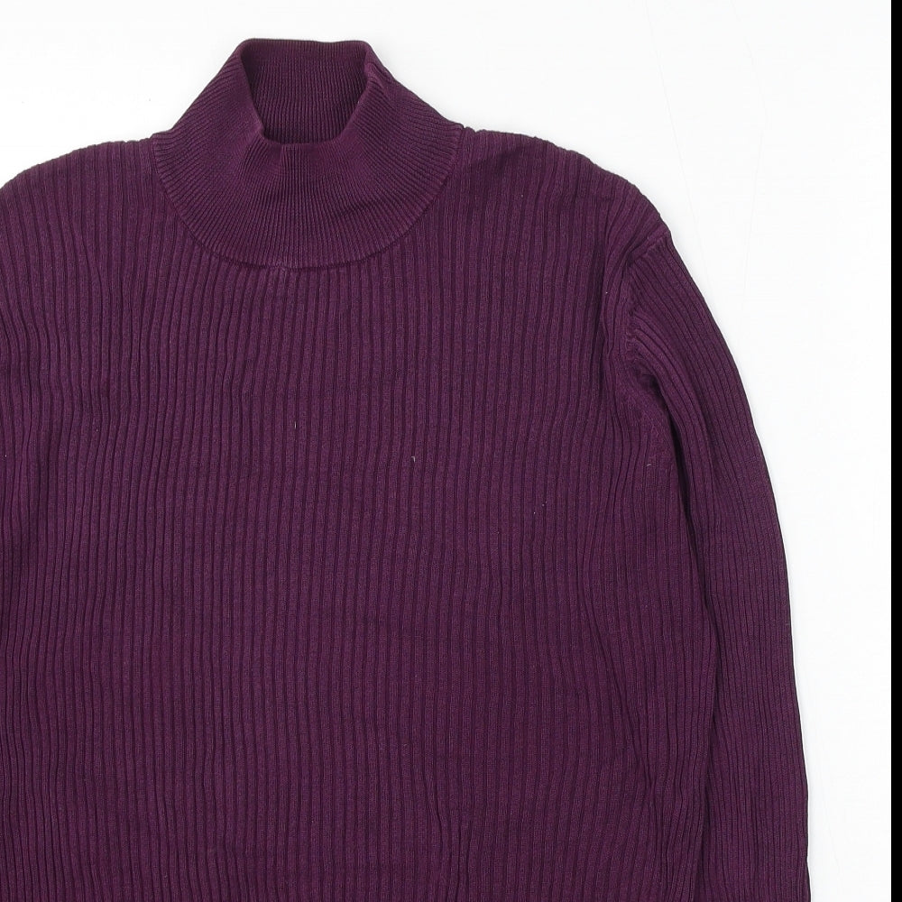 Atra Womens Purple Mock Neck Silk Pullover Jumper Size L