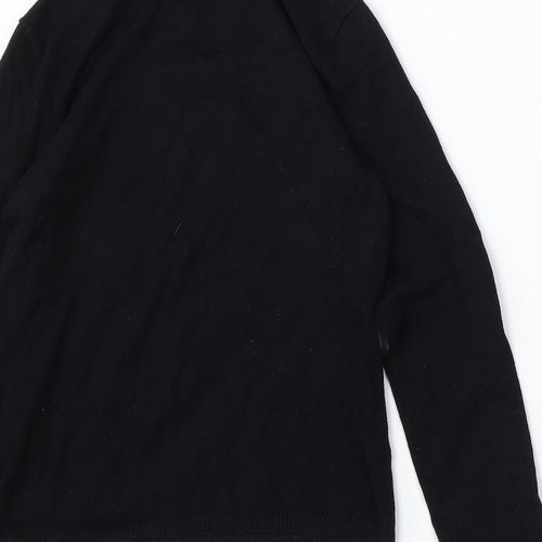 AMARANTO Womens Black Roll Neck Polyester Pullover Jumper Size S