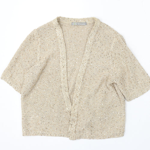 Marks and Spencer Womens Beige V-Neck Polyester Cardigan Jumper Size S