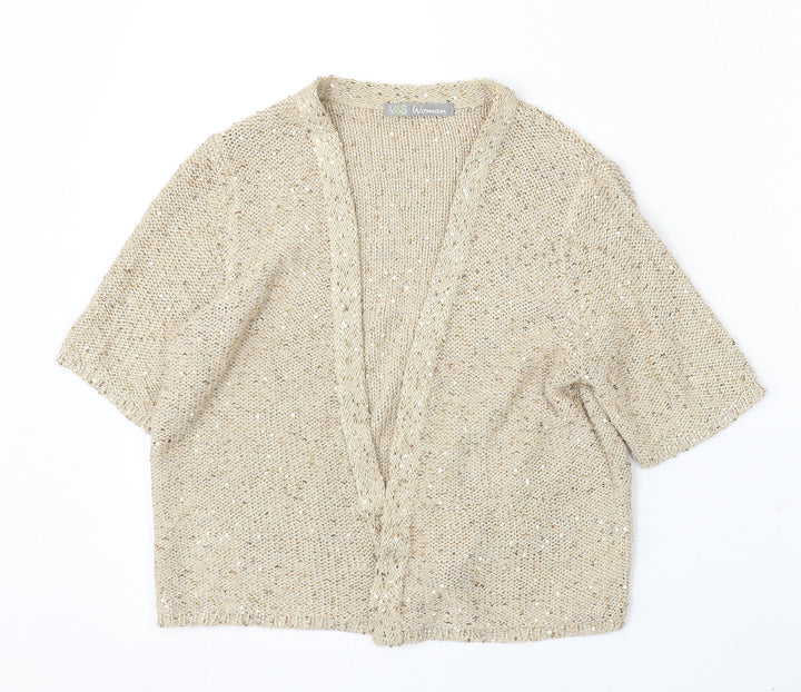 Marks and Spencer Womens Beige V-Neck Polyester Cardigan Jumper Size S