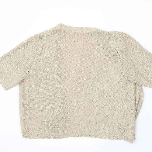 Marks and Spencer Womens Beige V-Neck Polyester Cardigan Jumper Size S