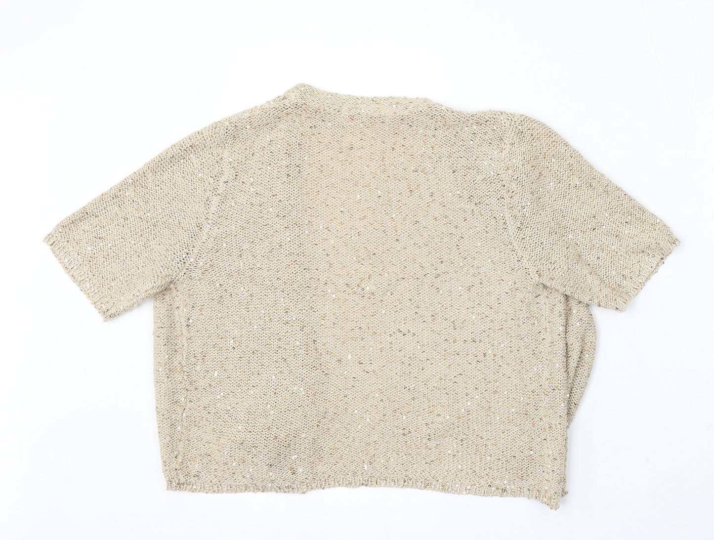 Marks and Spencer Womens Beige V-Neck Polyester Cardigan Jumper Size S
