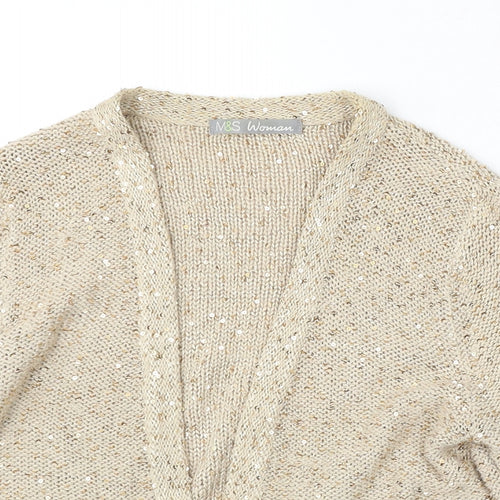 Marks and Spencer Womens Beige V-Neck Polyester Cardigan Jumper Size S