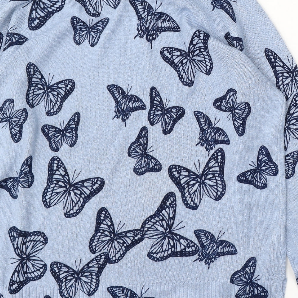 Matalan Womens Blue Round Neck Geometric Acrylic Pullover Jumper Size 12