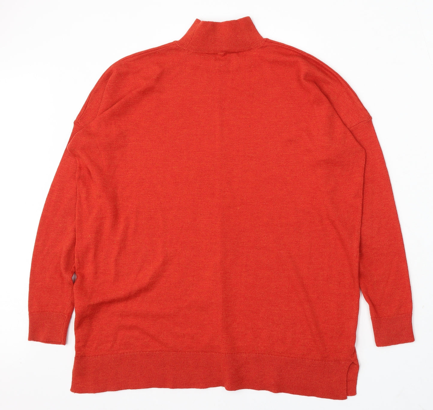 Warehouse Womens Orange Mock Neck Polyester Pullover Jumper Size 10