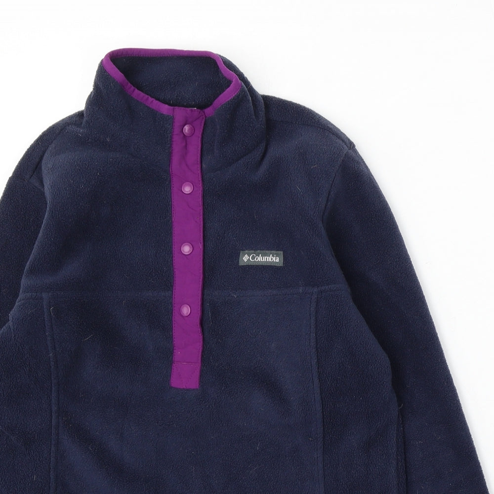 Columbia Womens Blue Polyester Pullover Sweatshirt Size S Snap