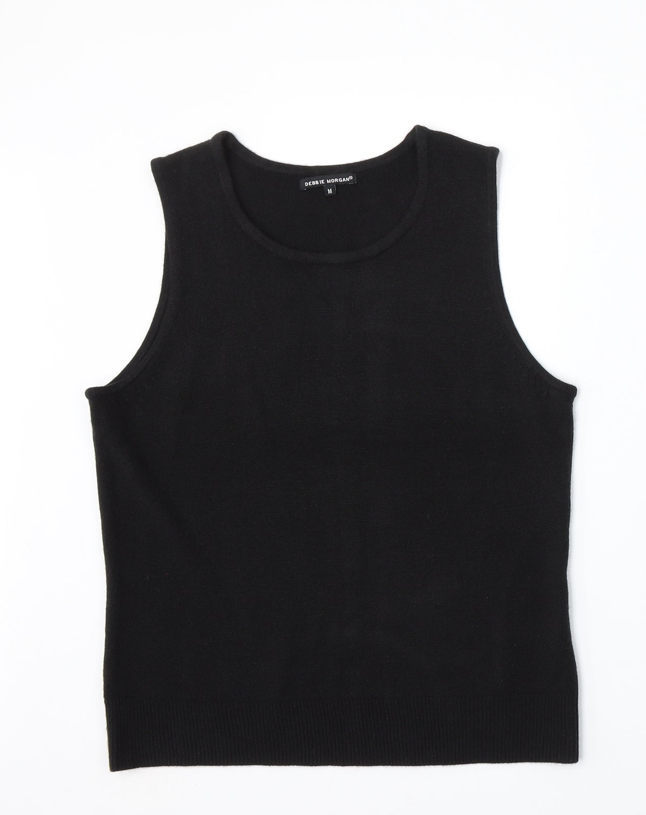 Debbie Morgan Womens Black Round Neck Acrylic Vest Jumper Size M