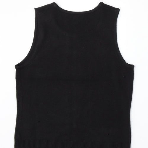Debbie Morgan Womens Black Round Neck Acrylic Vest Jumper Size M