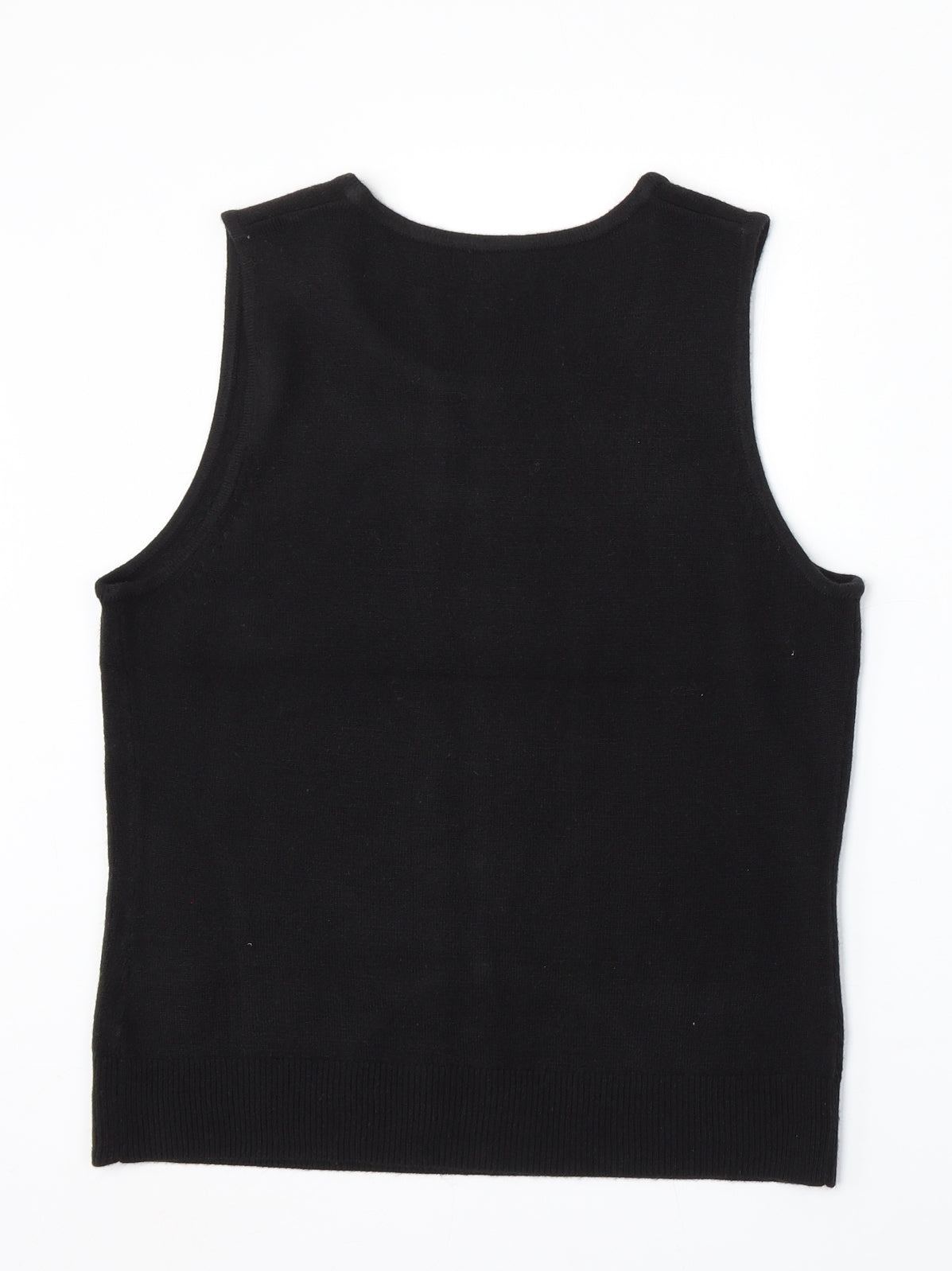 Debbie Morgan Womens Black Round Neck Acrylic Vest Jumper Size M