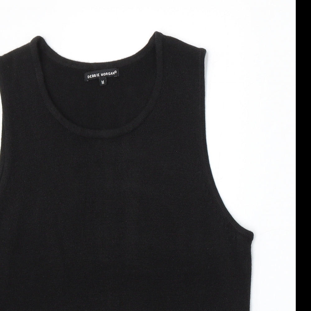 Debbie Morgan Womens Black Round Neck Acrylic Vest Jumper Size M