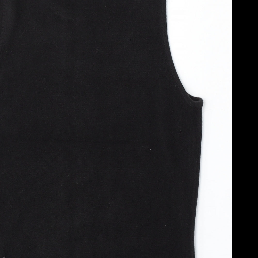 Debbie Morgan Womens Black Round Neck Acrylic Vest Jumper Size M
