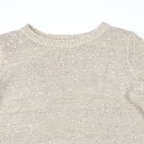 Marks and Spencer Womens Beige Round Neck Polyester Pullover Jumper Size 14