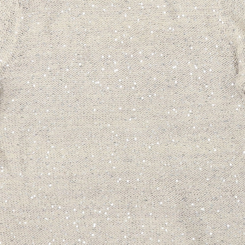 Marks and Spencer Womens Beige Round Neck Polyester Pullover Jumper Size 14
