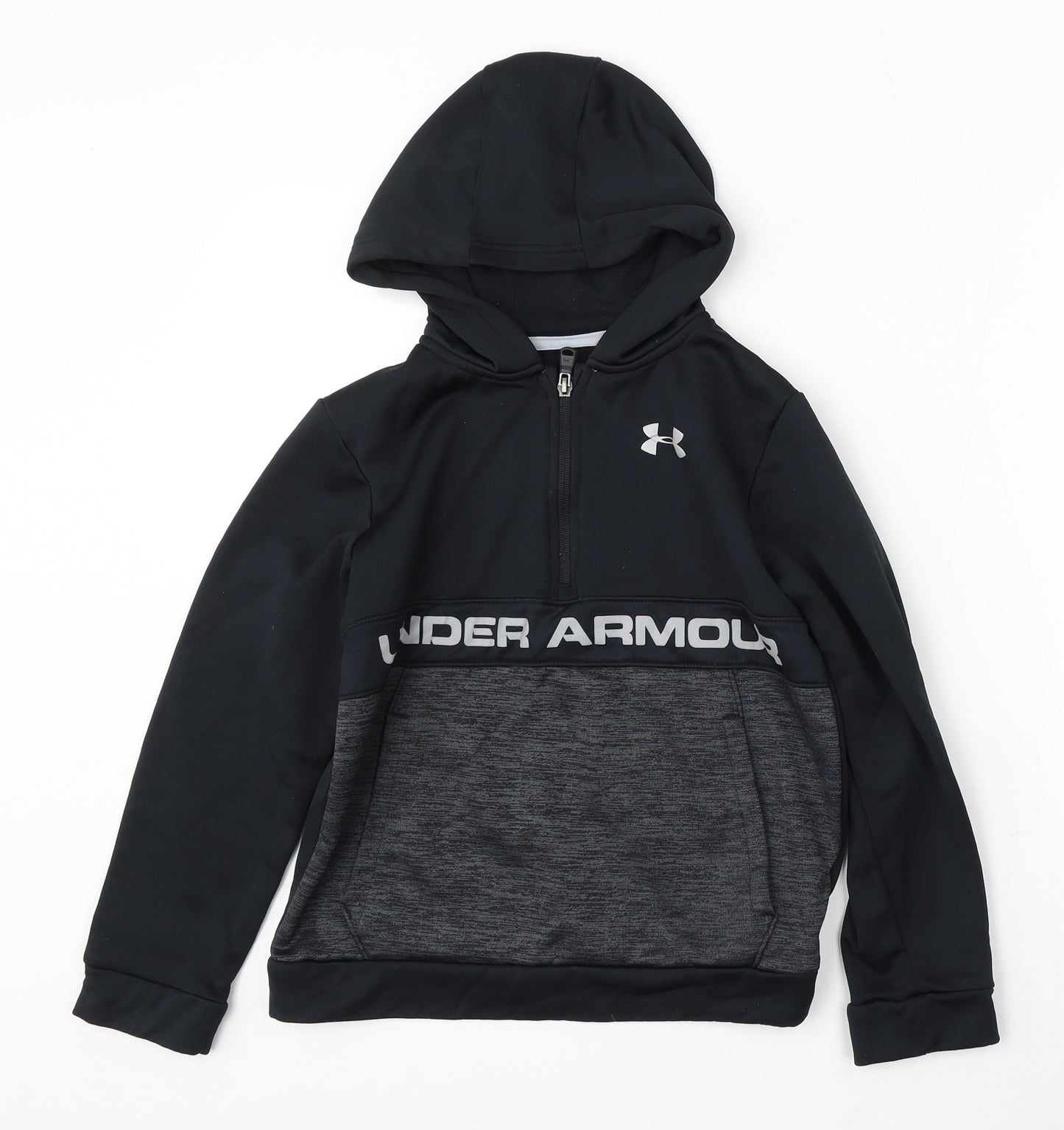 Under armour Boys Black Polyester Full Zip Hoodie Size M Zip
