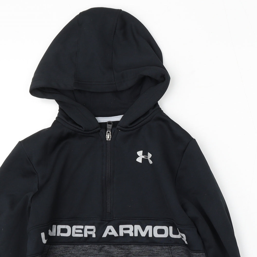 Under armour Boys Black Polyester Full Zip Hoodie Size M Zip