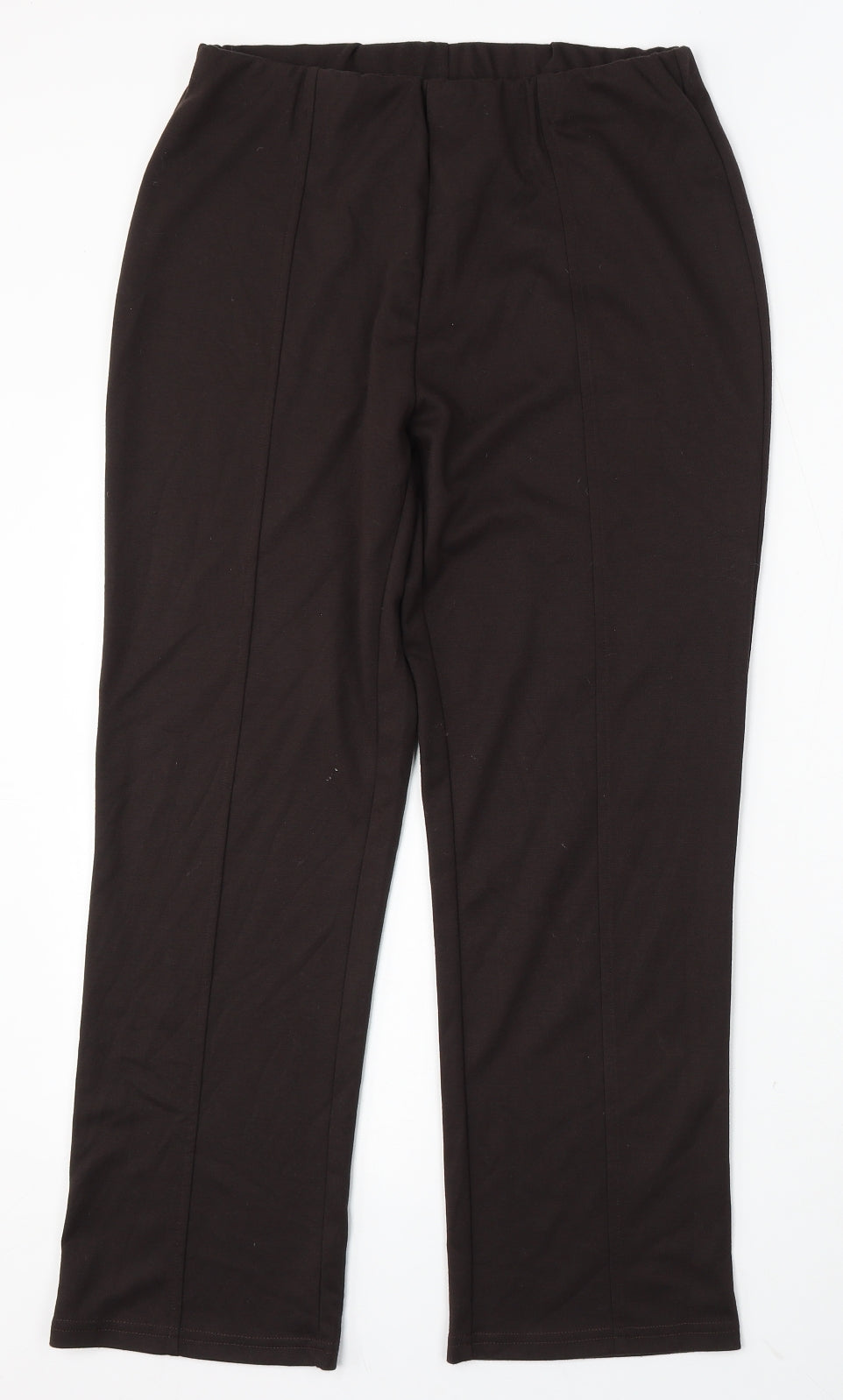 Damart Womens Brown Polyester Trousers Size 14 L28 in Regular