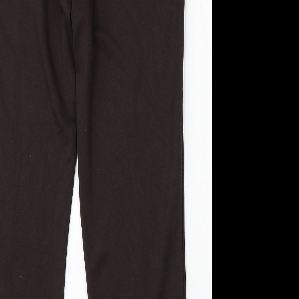 Damart Womens Brown Polyester Trousers Size 14 L28 in Regular