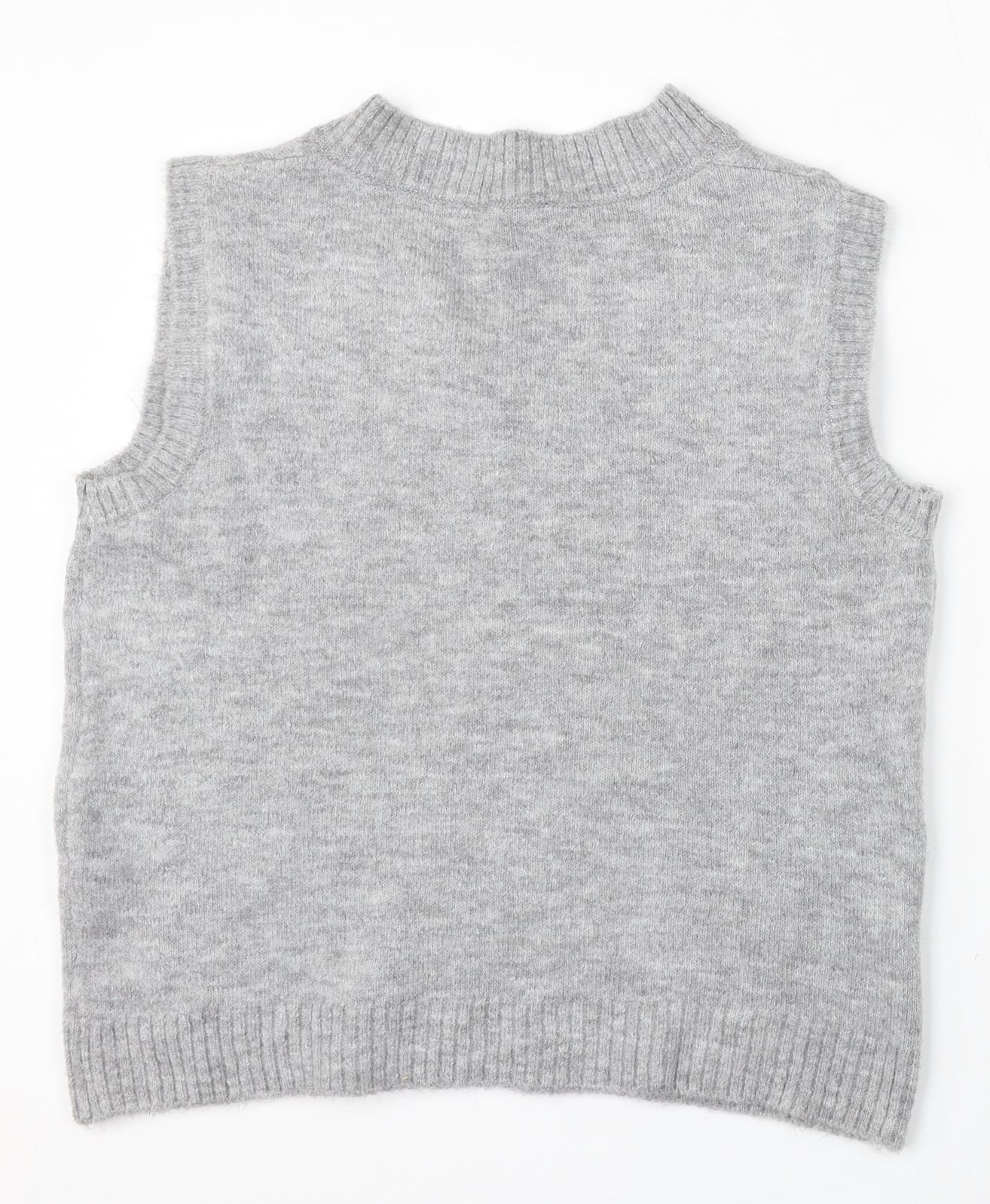 Primark Womens Grey V-Neck Acrylic Vest Jumper Size 10