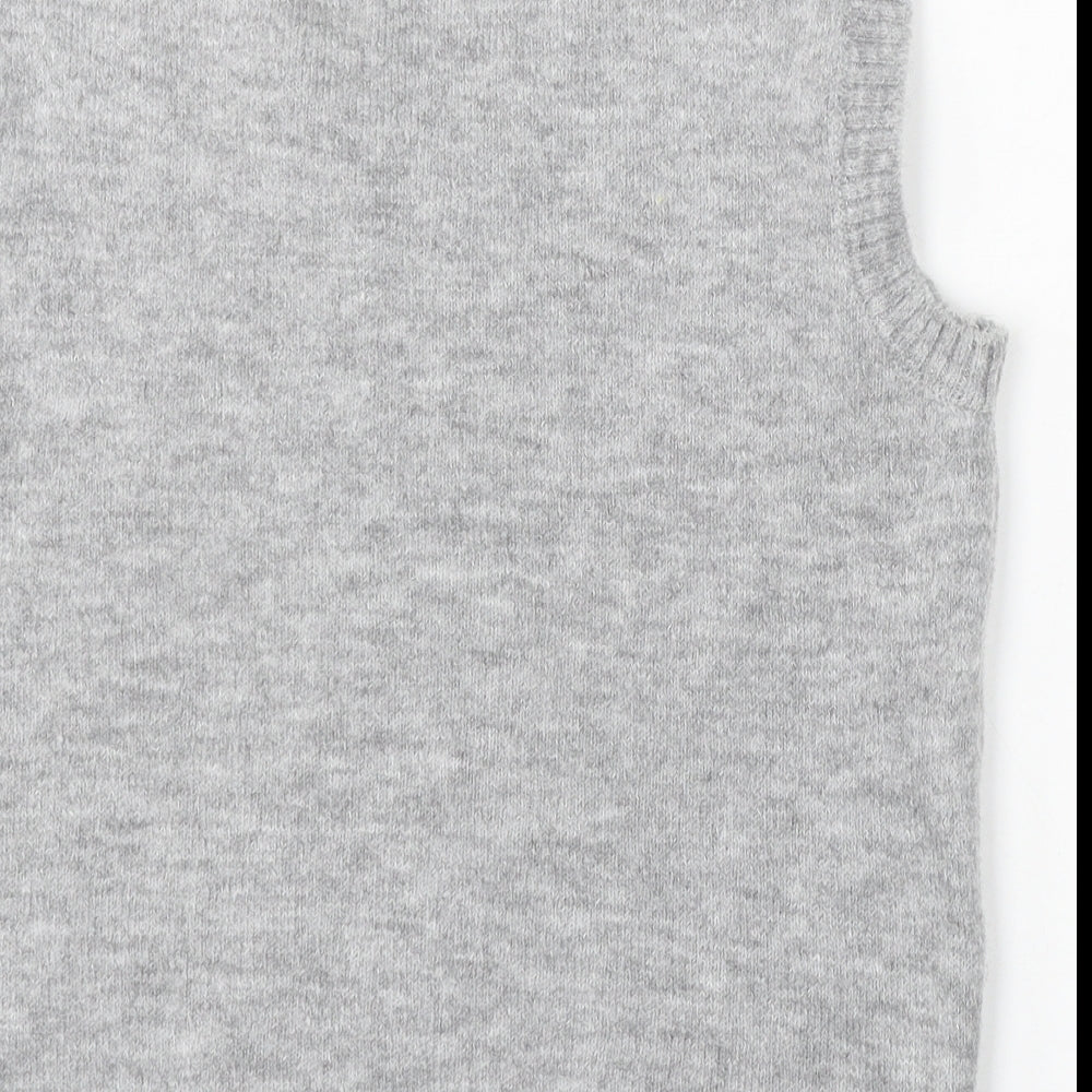 Primark Womens Grey V-Neck Acrylic Vest Jumper Size 10