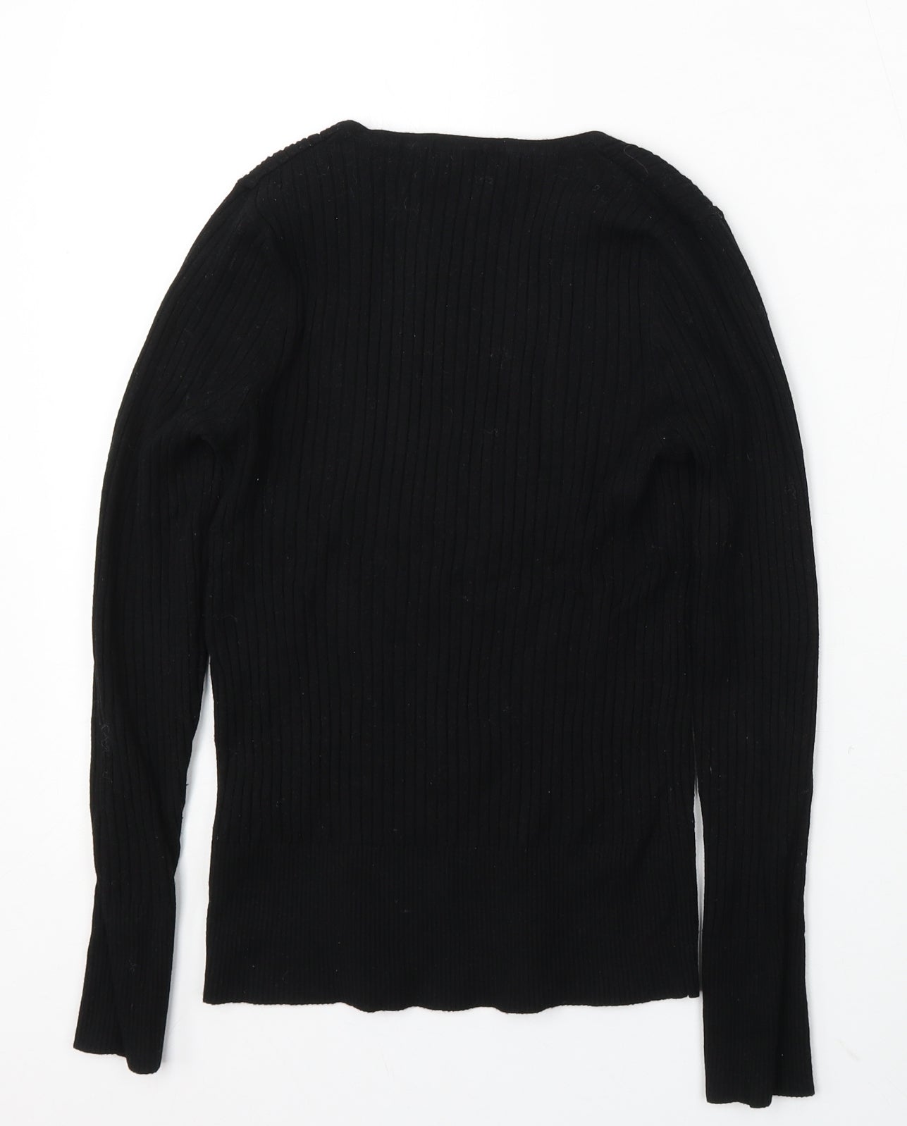 Marks and Spencer Womens Black V-Neck Viscose Pullover Jumper Size 12