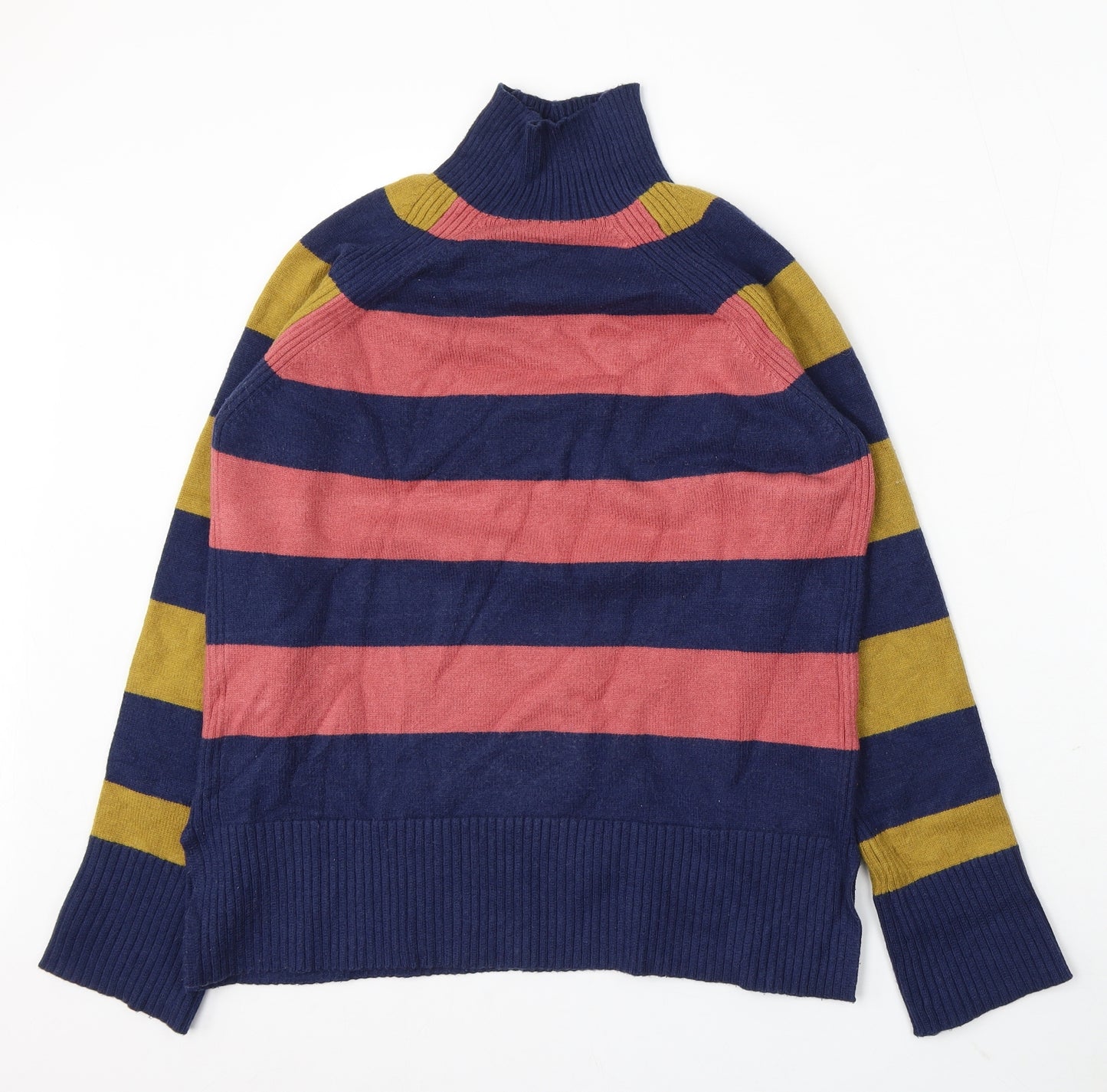 NEXT Womens Multicoloured Mock Neck Striped Viscose Pullover Jumper Size S