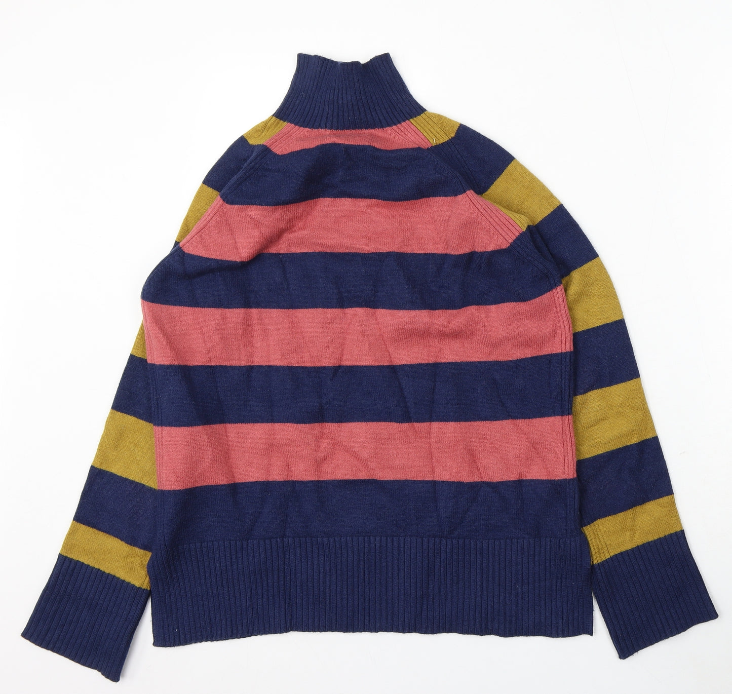NEXT Womens Multicoloured Mock Neck Striped Viscose Pullover Jumper Size S