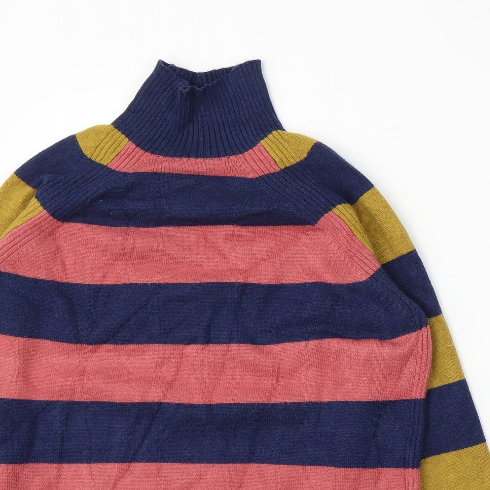 NEXT Womens Multicoloured Mock Neck Striped Viscose Pullover Jumper Size S