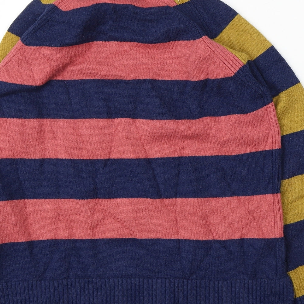 NEXT Womens Multicoloured Mock Neck Striped Viscose Pullover Jumper Size S