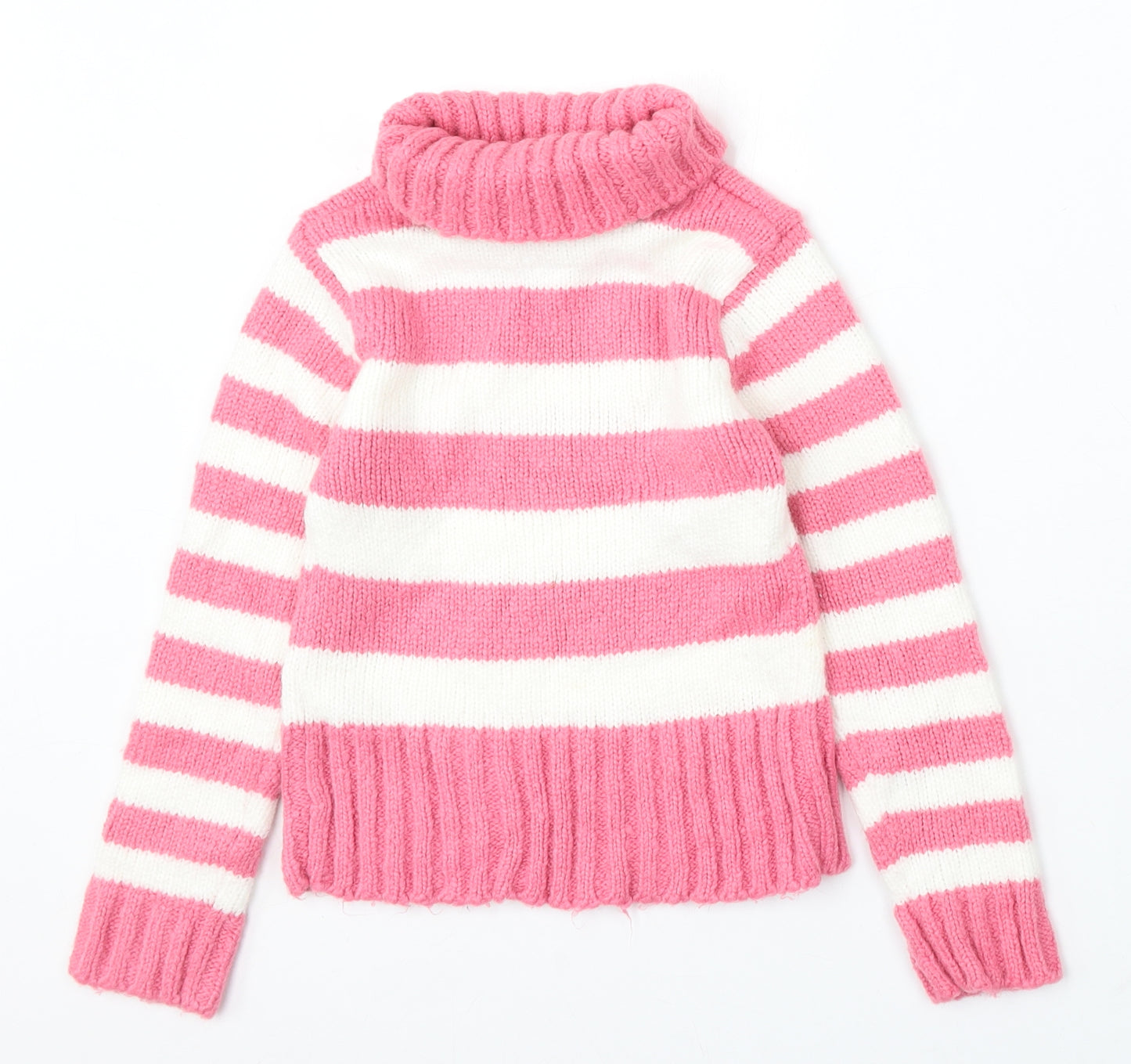 Cherokee Girls Multicoloured Roll Neck Striped Acrylic Pullover Jumper Size 8-9 Years