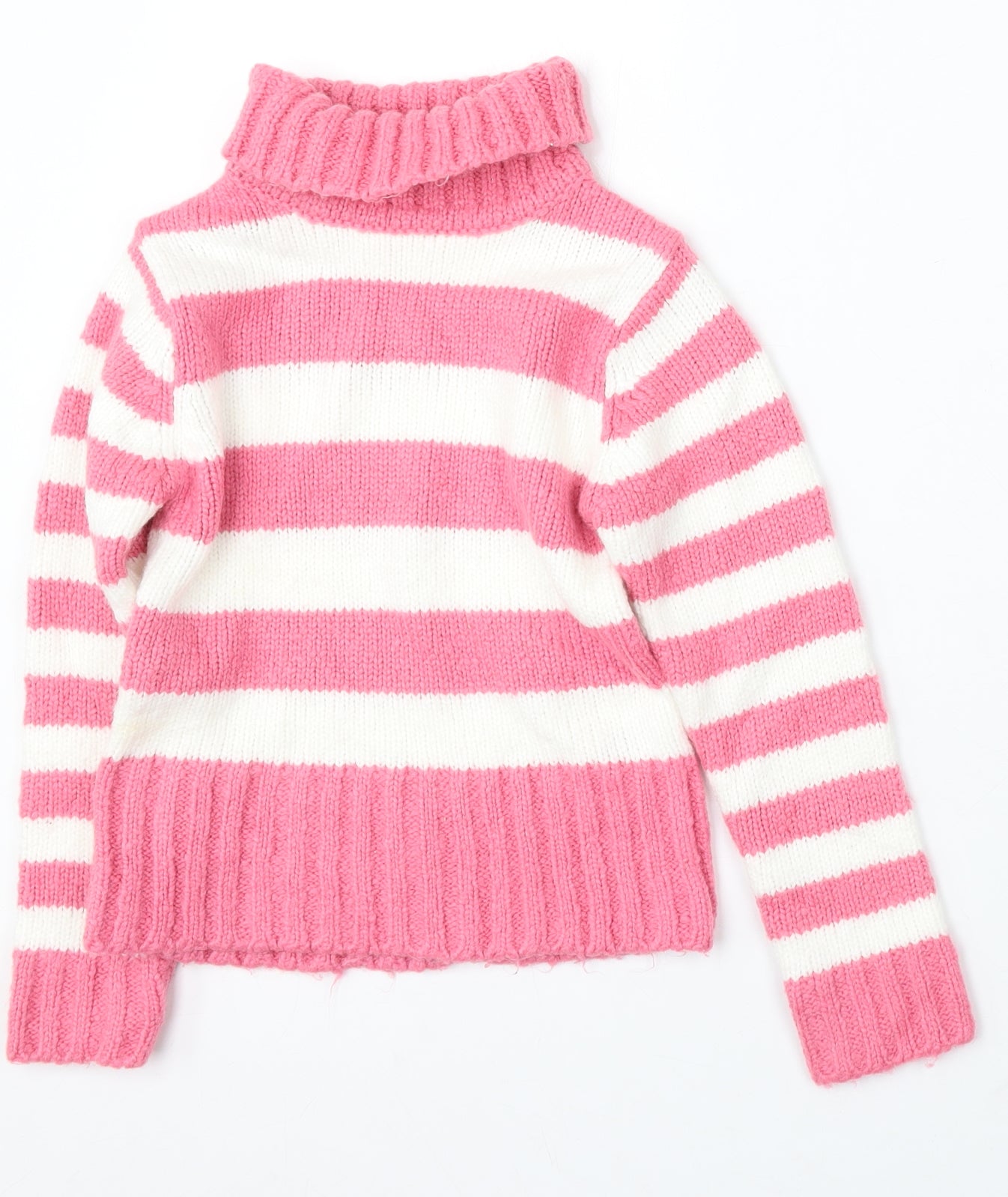 Cherokee Girls Multicoloured Roll Neck Striped Acrylic Pullover Jumper Size 8-9 Years