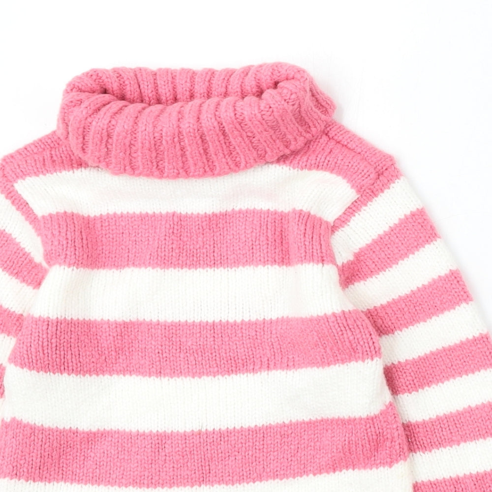 Cherokee Girls Multicoloured Roll Neck Striped Acrylic Pullover Jumper Size 8-9 Years