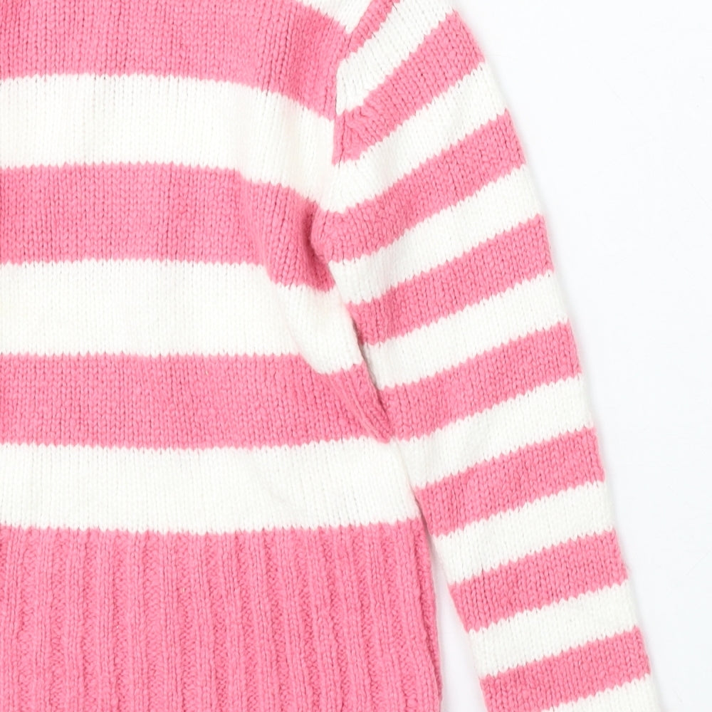 Cherokee Girls Multicoloured Roll Neck Striped Acrylic Pullover Jumper Size 8-9 Years