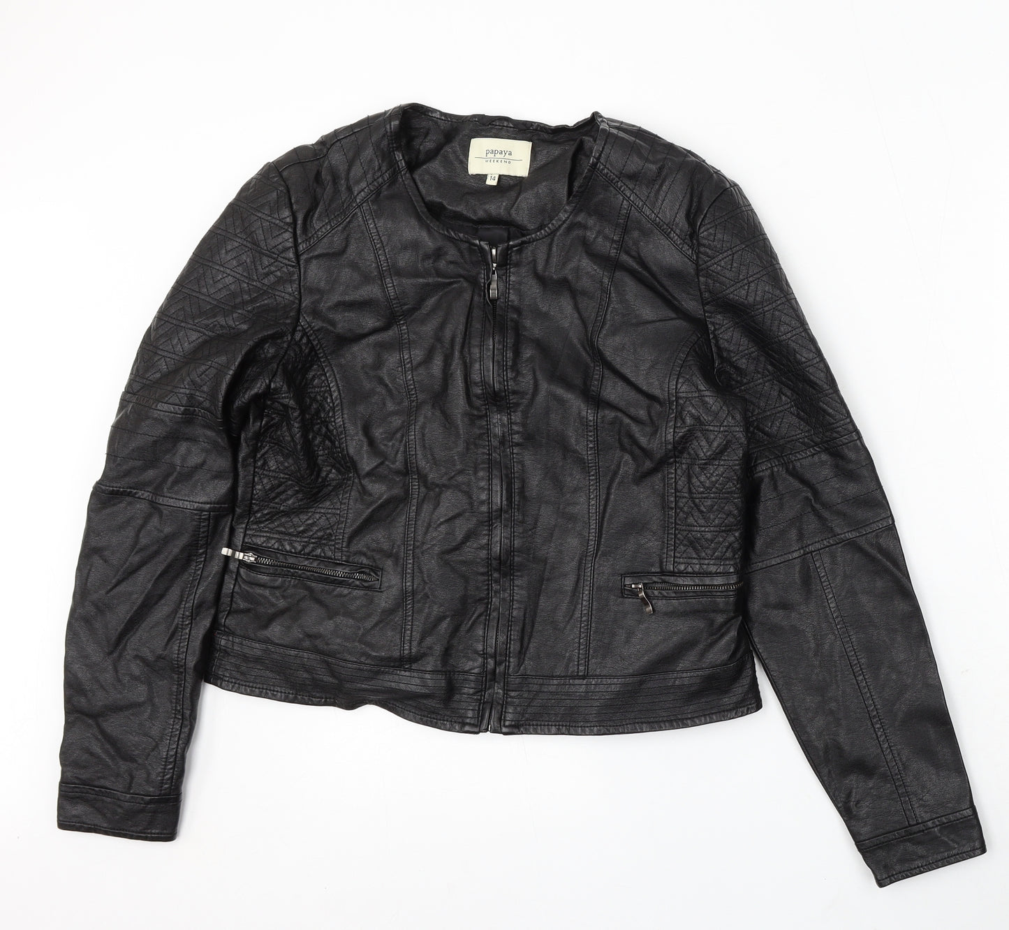 Papaya Womens Black Jacket Size 14 Zip