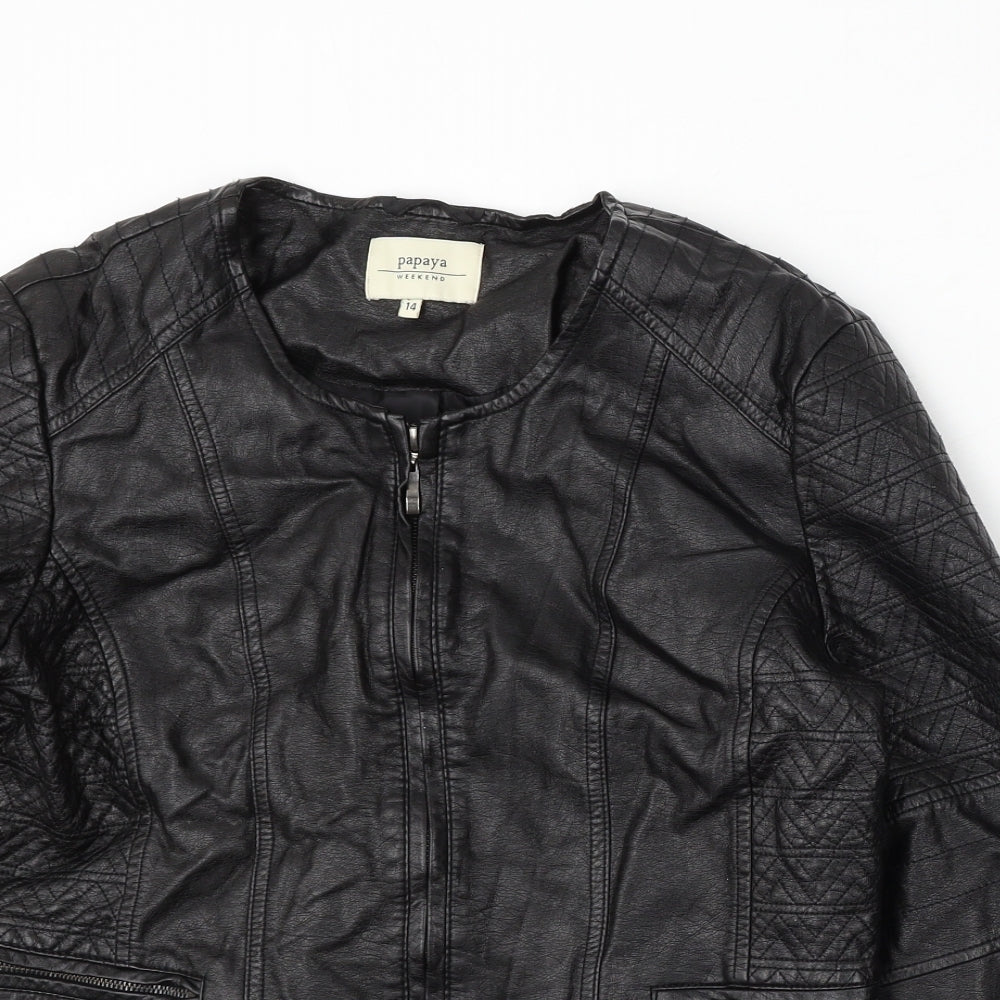 Papaya Womens Black Jacket Size 14 Zip