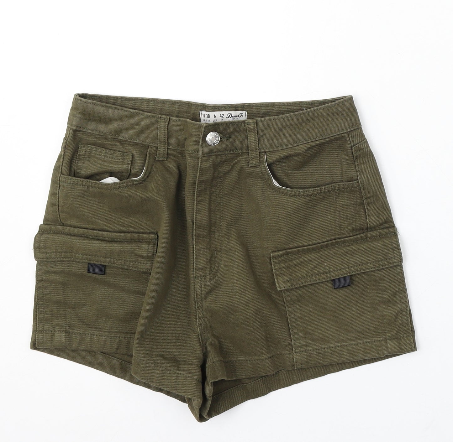 Denim & Co. Womens Green Cotton Cargo Shorts Size 10 L4 in Regular
