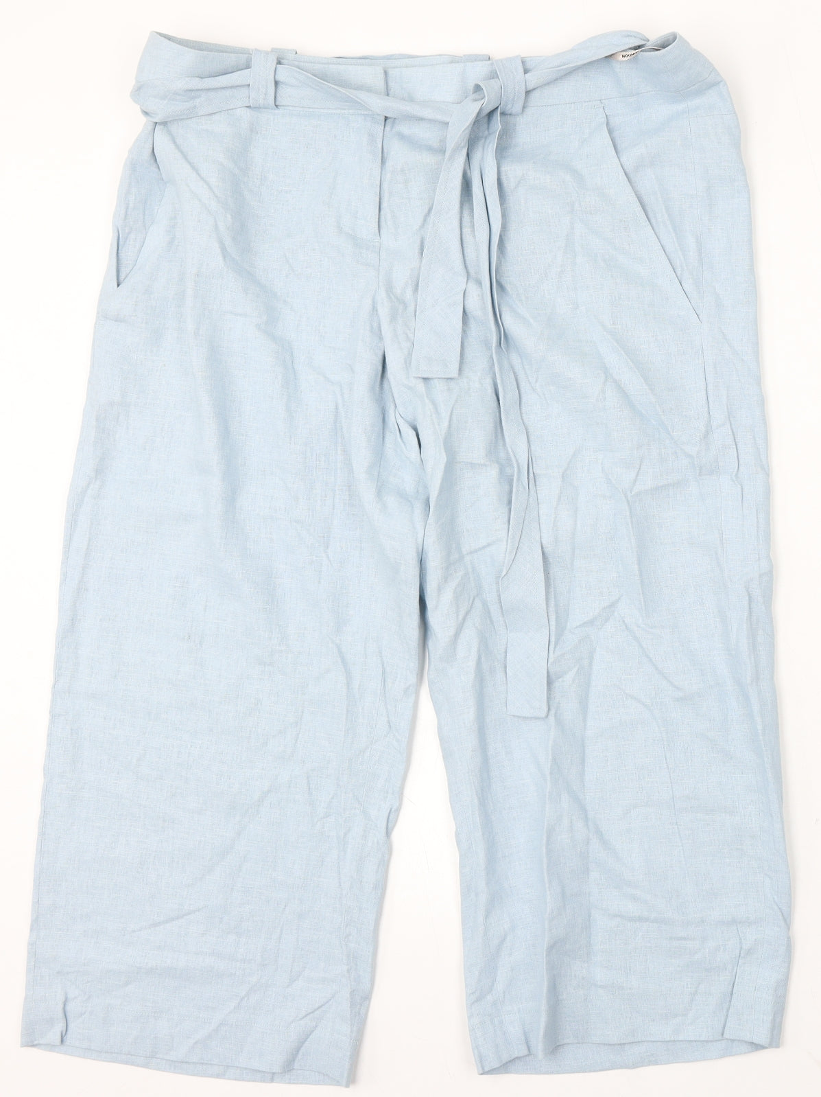 YN COllection Womens Blue Linen Trousers Size 18 L25 in Regular