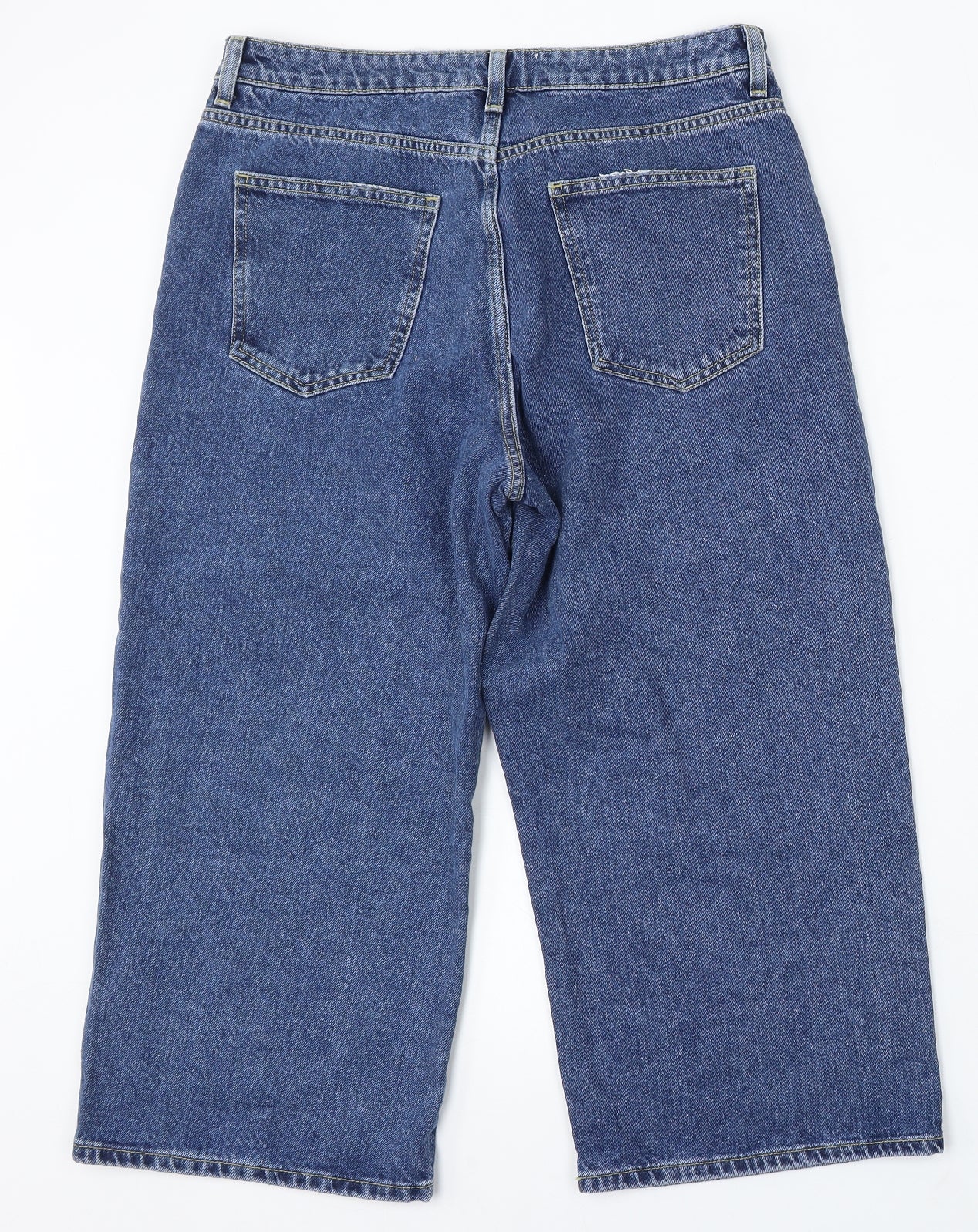 New Look Womens Blue Cotton Cropped Jeans Size 12 L22.5 in Regular Button