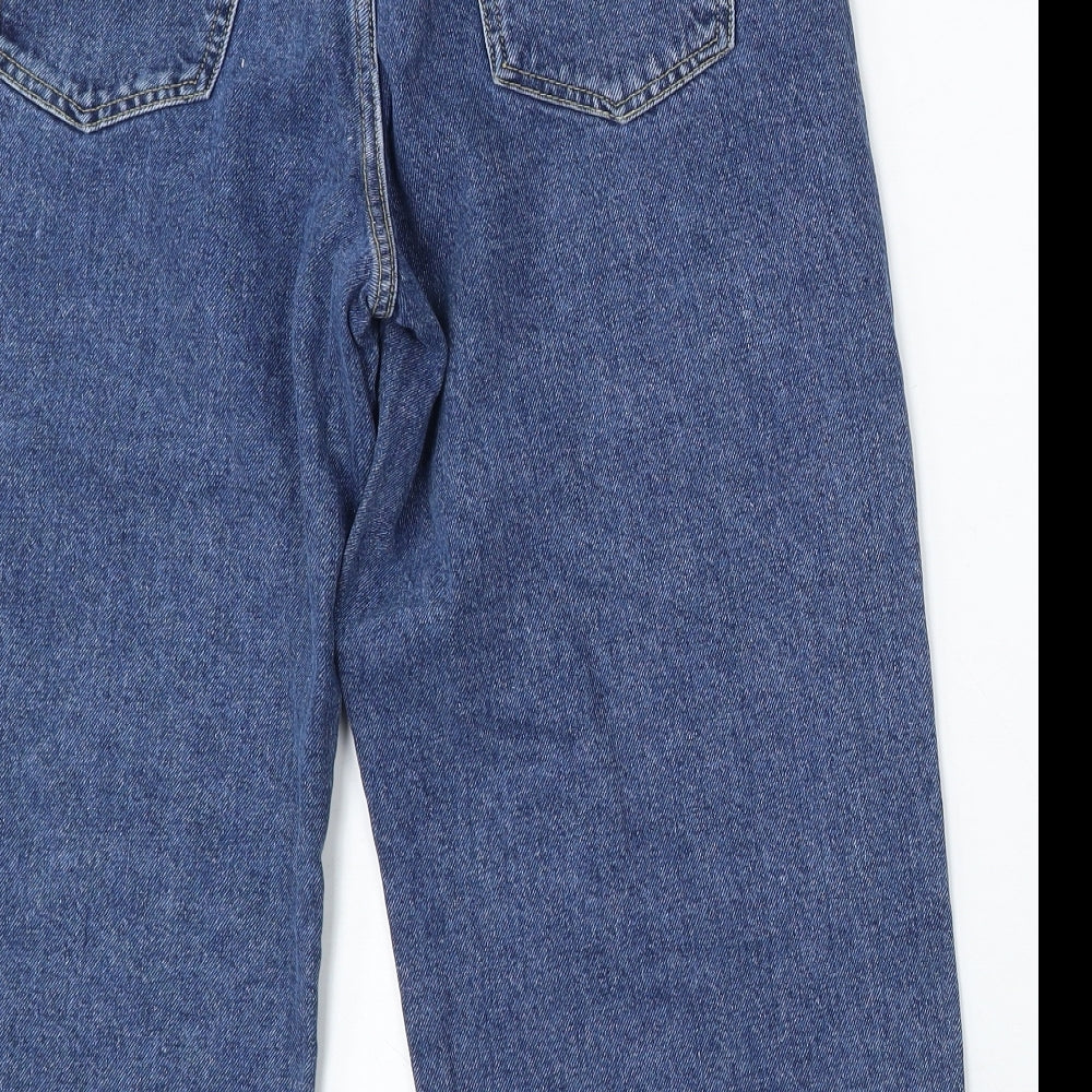 New Look Womens Blue Cotton Cropped Jeans Size 12 L22.5 in Regular Button
